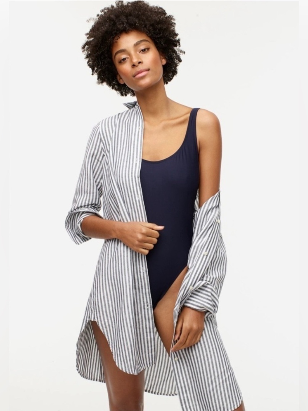 J. Crew Classic-fit beach shirt in striped linen-cotton blend Size M Summer